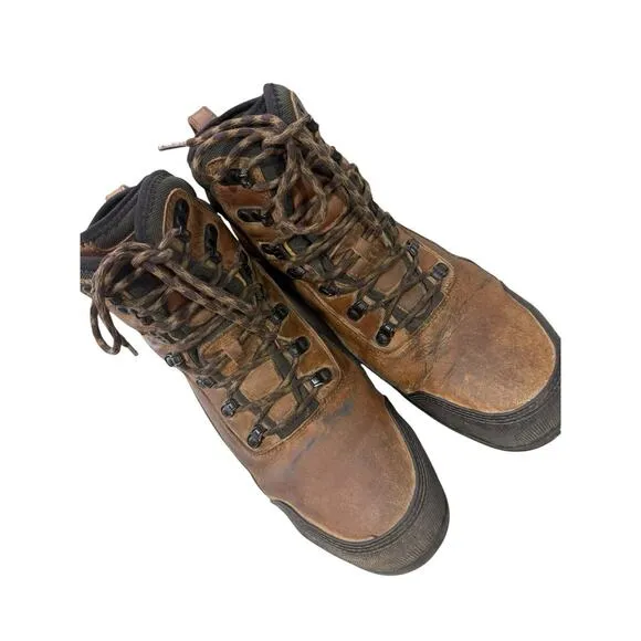 Duluth Trading Co Boots DuluthDry Waterproof Vibram Steeltoe Brown Mens Size 14