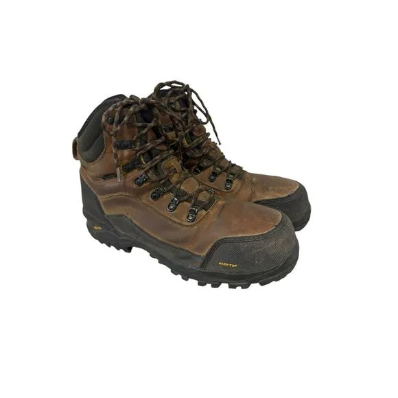 Duluth Trading Co Boots DuluthDry Waterproof Vibram Steeltoe Brown Mens Size 14