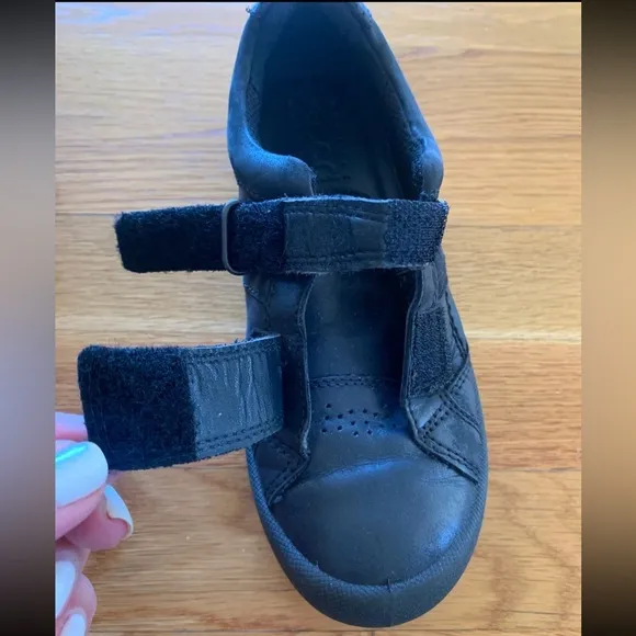 ECCO Little Boys Kids Black Leather Sneakers Casual Shoes Grip Strap Sz 3 EUR 34