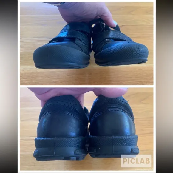 ECCO Little Boys Kids Black Leather Sneakers Casual Shoes Grip Strap Sz 3 EUR 34
