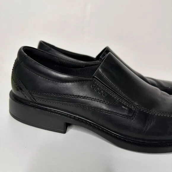 Ecco Mens Jersey Slip On Loafer Dress Shoes Black Leather Work Office 47 13 13.5