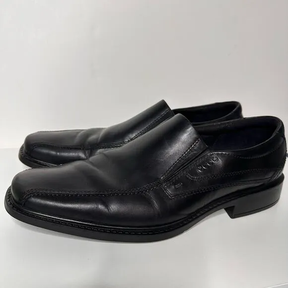 Ecco Mens Jersey Slip On Loafer Dress Shoes Black Leather Work Office 47 13 13.5