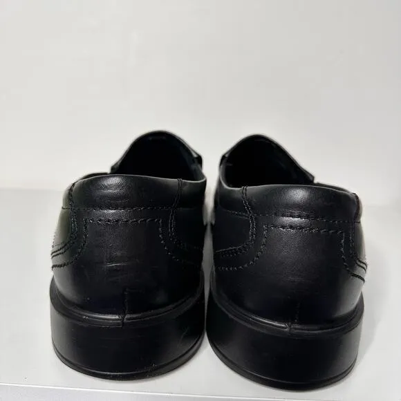 Ecco Mens Jersey Slip On Loafer Dress Shoes Black Leather Work Office 47 13 13.5