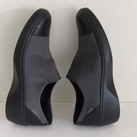 Ecco Soft 7 Black Stretch Fabric Leather Waterproof Shoes 10W