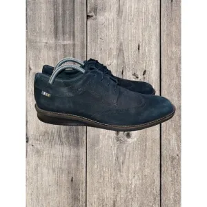 ECCO Shoes Mens EU 42 US 8.5 Black Suede Casual Oxford Derby Casual Dress