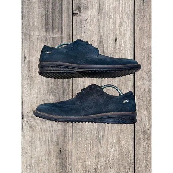 ECCO Shoes Mens EU 42 US 8.5 Black Suede Casual Oxford Derby Casual Dress