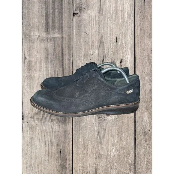 ECCO Shoes Mens EU 42 US 8.5 Black Suede Casual Oxford Derby Casual Dress