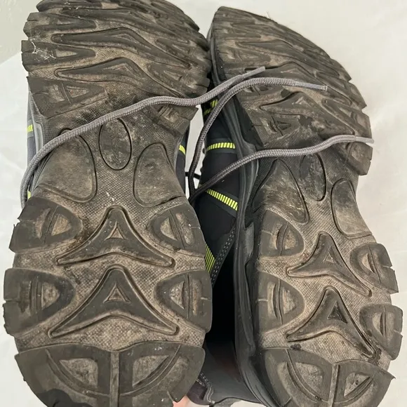 Eddie Bauer Summit Mid Ankle Hiking Boots Grey Lime Men's Shoe Size 12M EUC