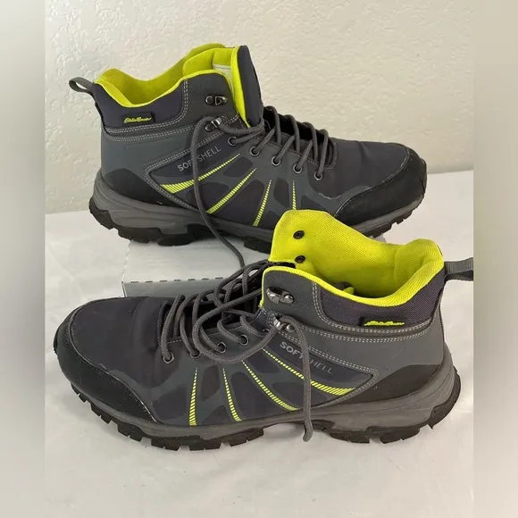 Eddie Bauer Summit Mid Ankle Hiking Boots Grey Lime Men's Shoe Size 12M EUC