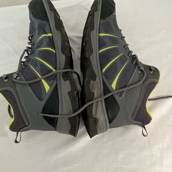 Eddie Bauer Summit Mid Ankle Hiking Boots Grey Lime Men's Shoe Size 12M EUC