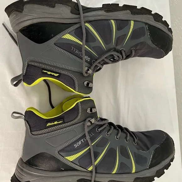 Eddie Bauer Summit Mid Ankle Hiking Boots Grey Lime Men's Shoe Size 12M EUC