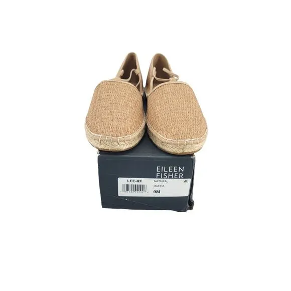 Eileen Fisher Raffia Espadrilles Flats 9M Coastal Boho Resort Chic
