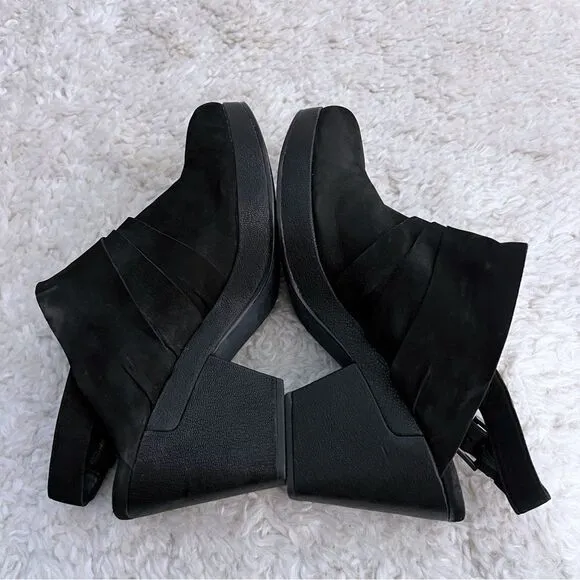 EILEEN FISHER  Black Suede Closed Toe Mules Platform Slingbacks Women's Size 10