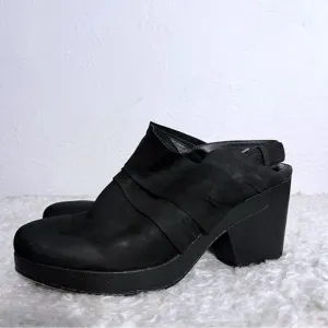 EILEEN FISHER  Black Suede Closed Toe Mules Platform Slingbacks Women's Size 10