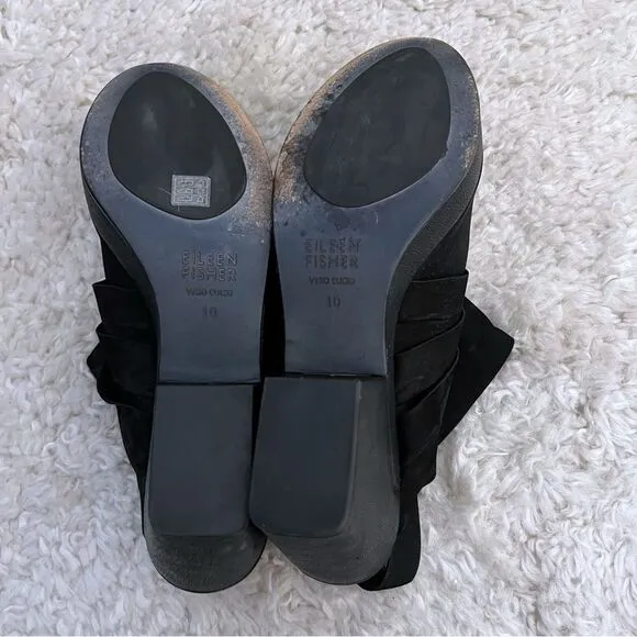 EILEEN FISHER  Black Suede Closed Toe Mules Platform Slingbacks Women's Size 10