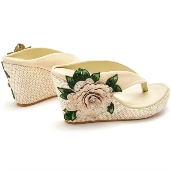 Embroidered Wedge Heel Waterproof Platform Sandals,Women's Platform Wedges