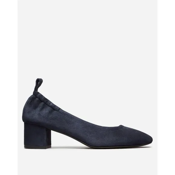 Everlane NWOB The Day Heel Suede Block Heel Pumps Navy Blue Shoes 5.5
