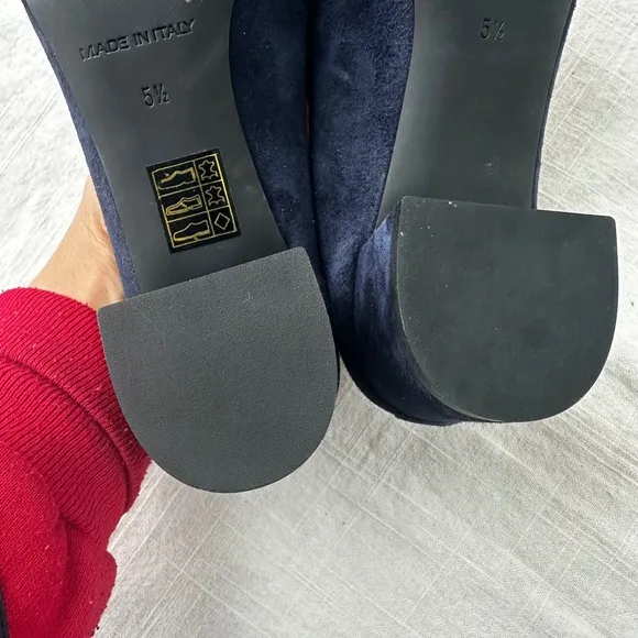 Everlane NWOB The Day Heel Suede Block Heel Pumps Navy Blue Shoes 5.5