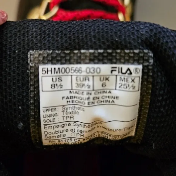 Fila Diviner hiking boot black with red laces women's size 8.5