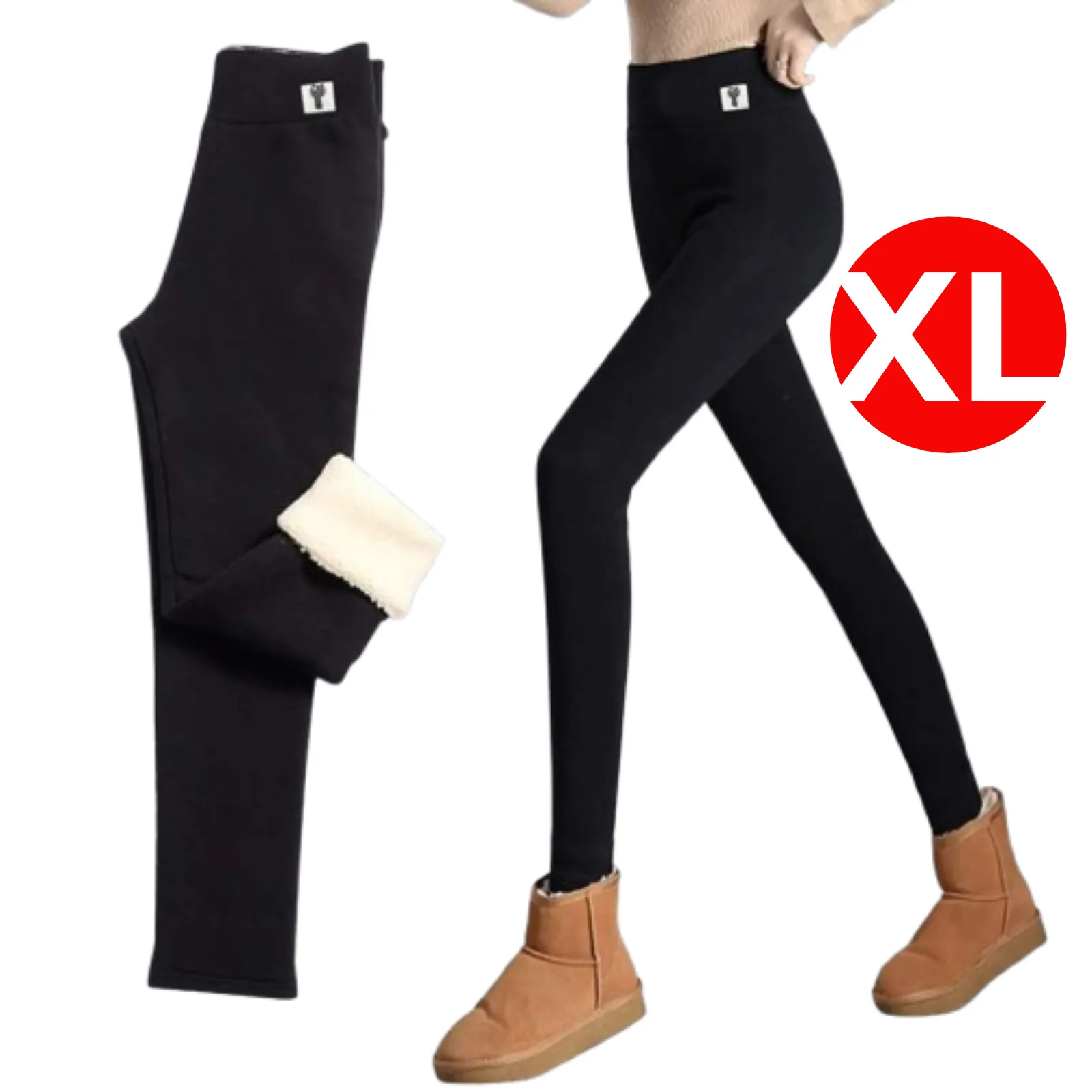 Fleece Lined Women Stretchy Pants Thick Warm Thermal Slim Winter Leggings XL