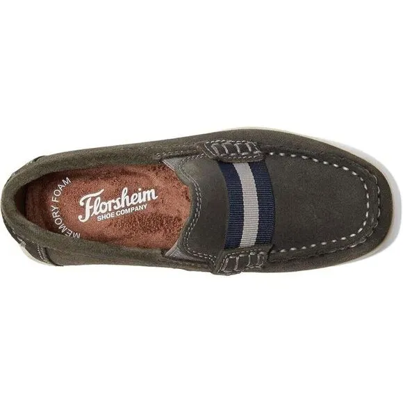 Florsheim Jasper Jr. Loafer Boys US 10.5 Gray Suede Moc Toe Casual Shoes KHD719