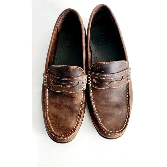Foot Joy Club Casuals Penny Leather Loafer Shoes Mens 10  79011 Brown Red Accent