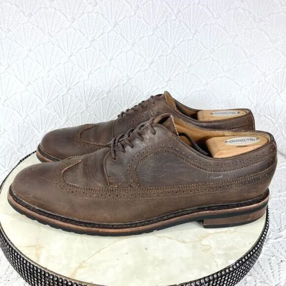 Frye James Wingtip Oxford Dress Shoes Brown Handcraft Leather Preppy Work Classy
