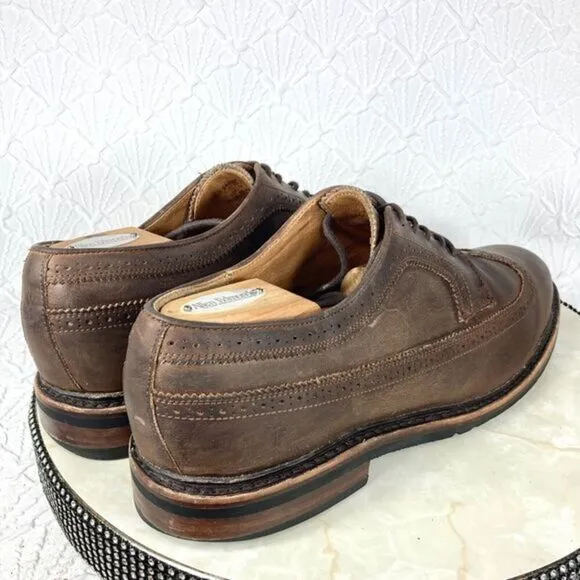 Frye James Wingtip Oxford Dress Shoes Brown Handcraft Leather Preppy Work Classy
