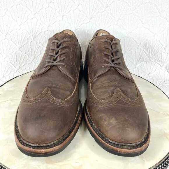 Frye James Wingtip Oxford Dress Shoes Brown Handcraft Leather Preppy Work Classy