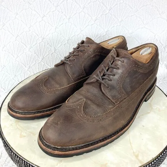 Frye James Wingtip Oxford Dress Shoes Brown Handcraft Leather Preppy Work Classy