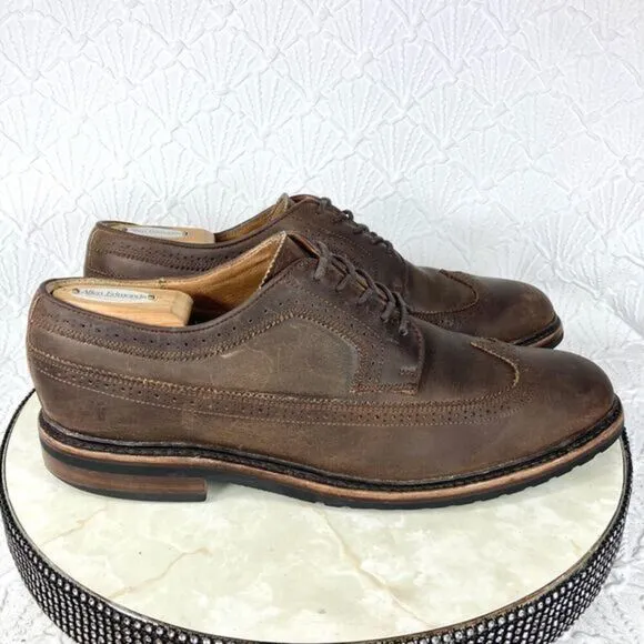 Frye James Wingtip Oxford Dress Shoes Brown Handcraft Leather Preppy Work Classy