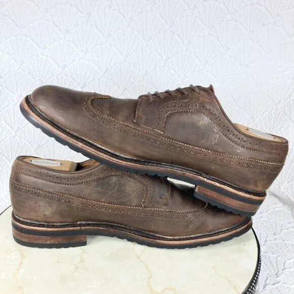 Frye James Wingtip Oxford Dress Shoes Brown Handcraft Leather Preppy Work Classy