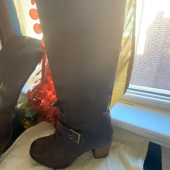 Genuine buttery leather waterproof Timberland lace up knee high boots
