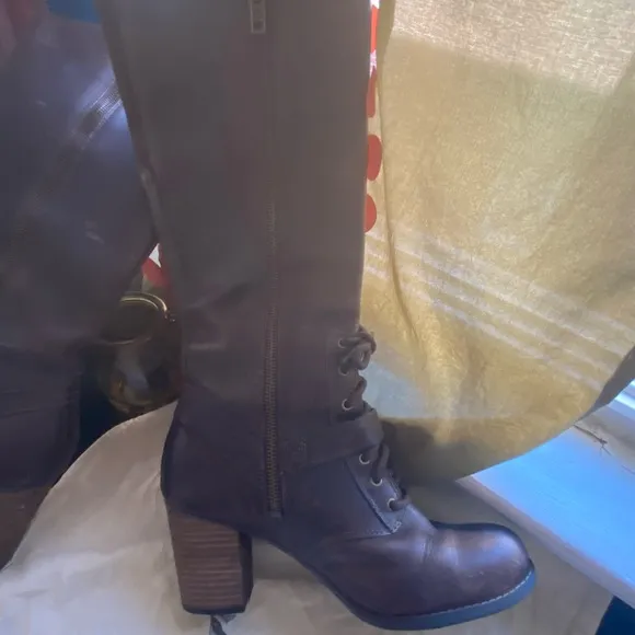Genuine buttery leather waterproof Timberland lace up knee high boots
