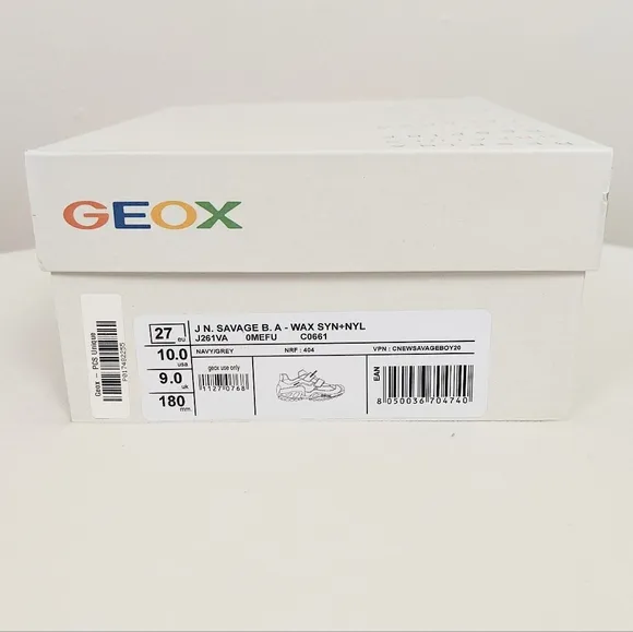 Geox J New Savage Boy Sneakers Shoes U.S. Size 10 Little Kid Navy Gray Active