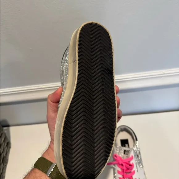 Golden Goose Hi Star Size 8 NEVER WORN Silver and Pink Sneakers with Star Detail