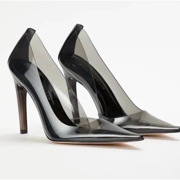 Good American Womens Shoes Cinder F*cking Rella Light Smoke Heels Size 9.5