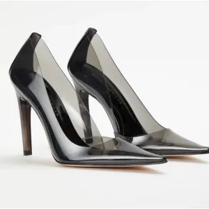 Good American Womens Shoes Cinder F*cking Rella Light Smoke Heels Size 9.5
