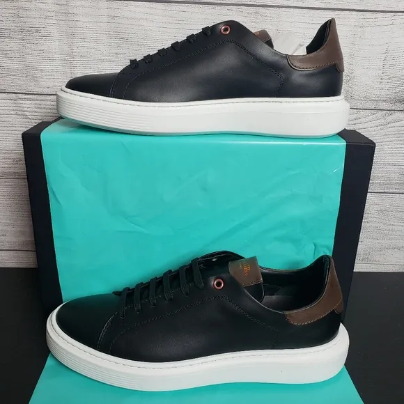 Good Man Brand Legend London Italian Leather Mens 9.5 Sneakers Shoes Black