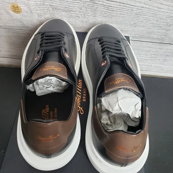 Good Man Brand Legend London Italian Leather Mens 9.5 Sneakers Shoes Black