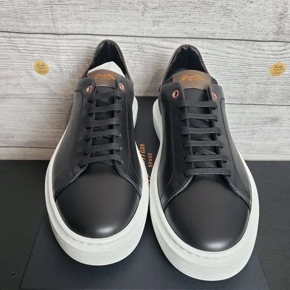 Good Man Brand Legend London Italian Leather Mens 9.5 Sneakers Shoes Black