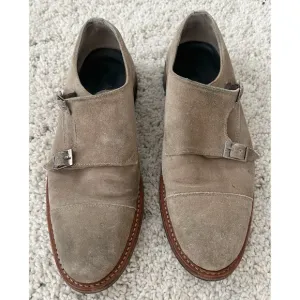 Hardy Amies Brown Suede Double Buckle Loafer Shoes Size 9