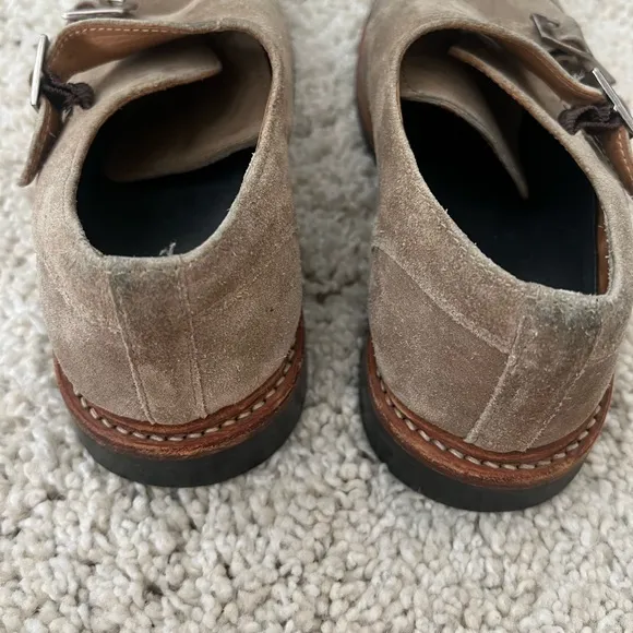 Hardy Amies Brown Suede Double Buckle Loafer Shoes Size 9