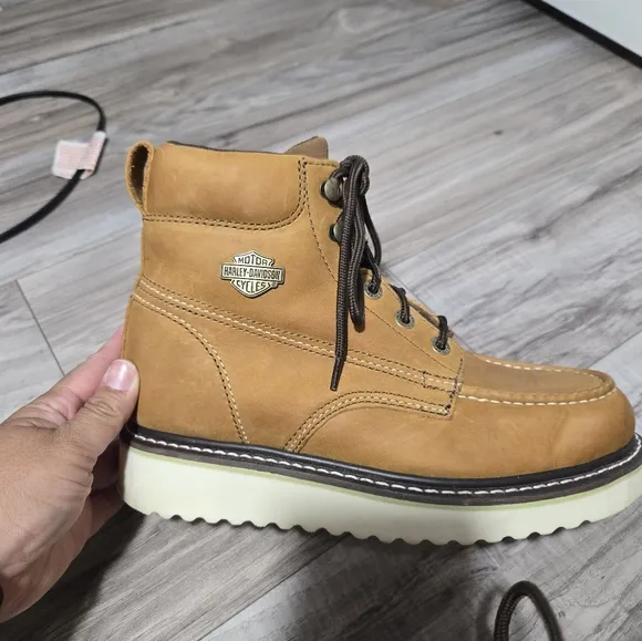 Harley-Davidson Men's Beau Tan Wedge Work Boots Shoes D93136 Sz 8M