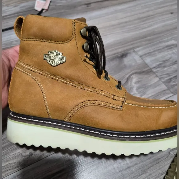 Harley-Davidson Men's Beau Tan Wedge Work Boots Shoes D93136 Sz 8M