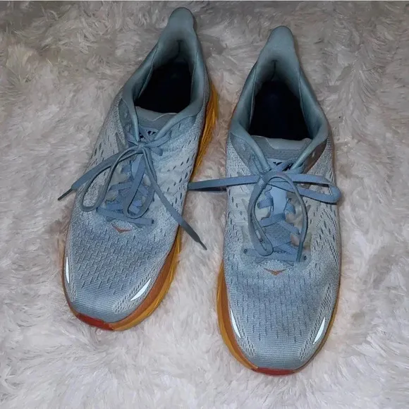 Hoka Clifton 8 Running Shoe Multicolor Tennis Shoe Size 11B Blue &amp; Orange