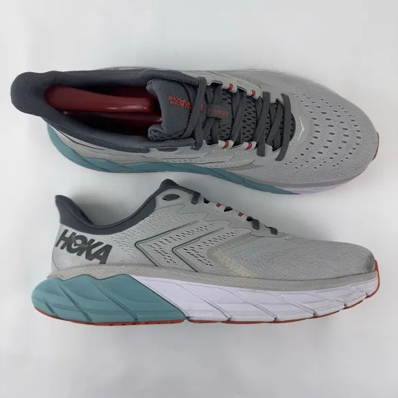 HOKA ONE ONE Arahi 5 Men's Running Shoes Size 10 | Gray/Teal/Red