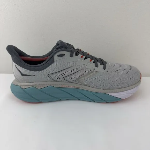 HOKA ONE ONE Arahi 5 Men's Running Shoes Size 10 | Gray/Teal/Red