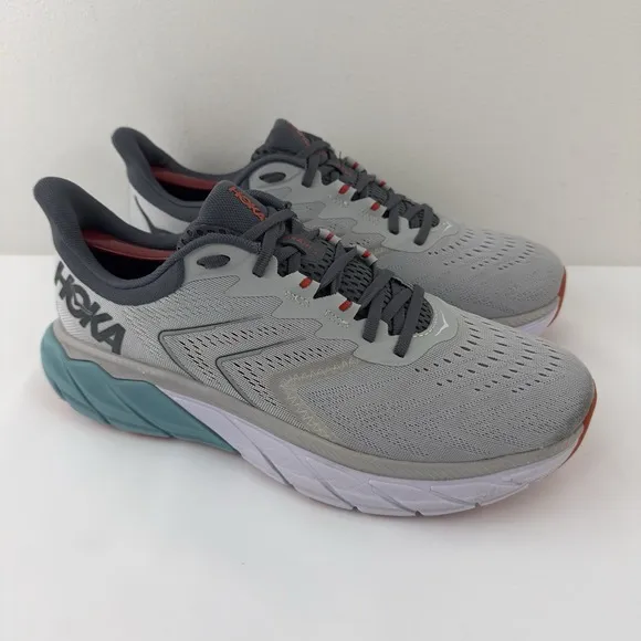 HOKA ONE ONE Arahi 5 Men's Running Shoes Size 10 | Gray/Teal/Red