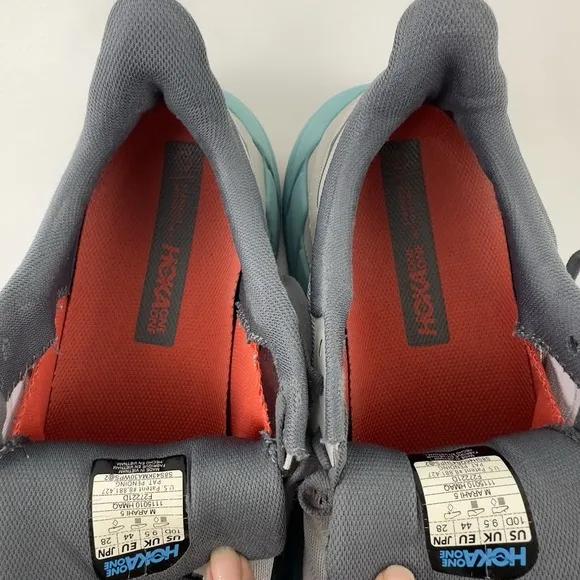 HOKA ONE ONE Arahi 5 Men's Running Shoes Size 10 | Gray/Teal/Red